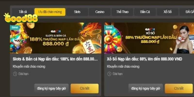 Khuyến Mãi Good88 - Ưu Đãi Độc Quyền Hàng Ngày 2 Hoàn tiền 0.5% hàng tuần